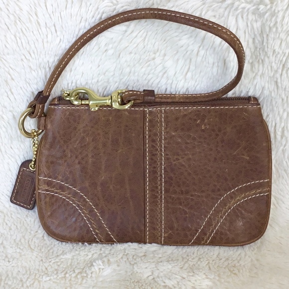Coach Vintage Brown Leather Wristlet Rare - Picture 4 of 11